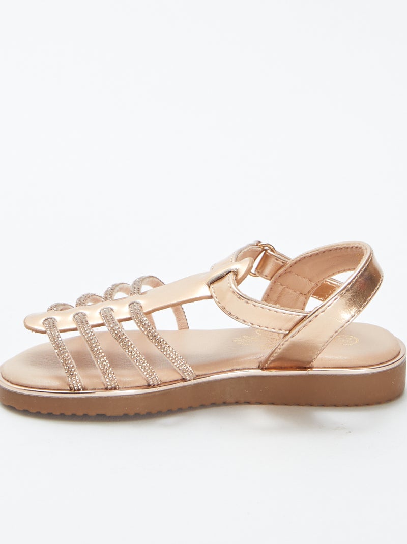 Sandálias com tiras com brilhantes BEGE - Kiabi