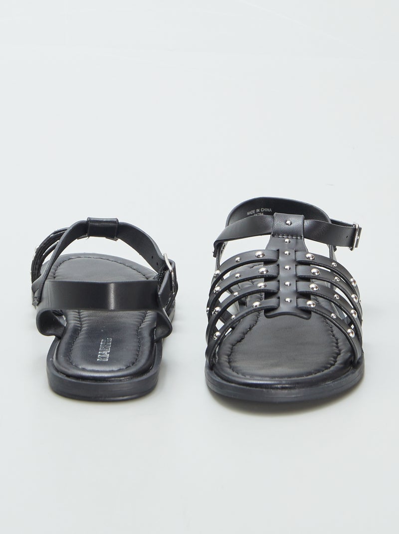 Sandálias com tiras com tachas PRETO - Kiabi