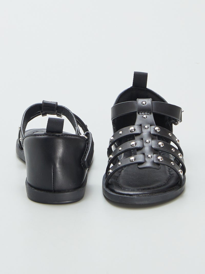 Sandálias com tiras com tachas PRETO - Kiabi