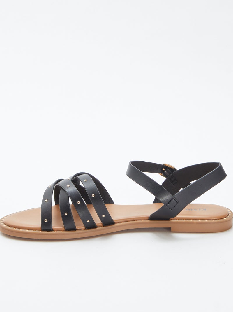 Sandálias com tiras com tachas PRETO - Kiabi