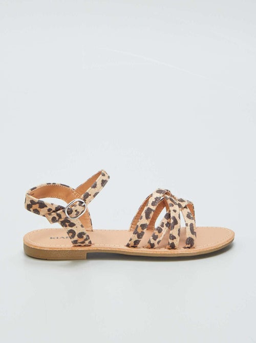 Sandálias com tiras cruzadas  - estampado leopardo - Kiabi
