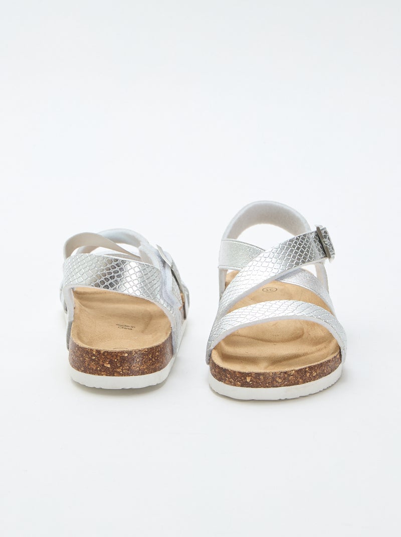 Sandálias com tiras cruzadas Cinza - Kiabi