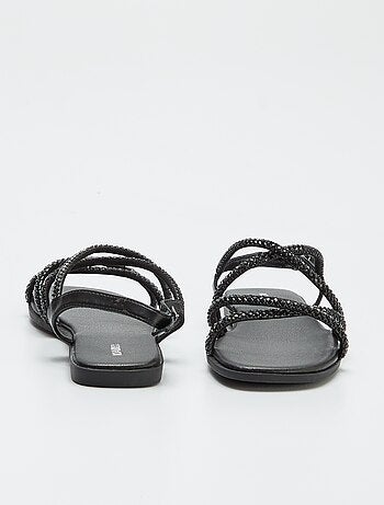 Sandálias com tiras cruzadas com ouropel