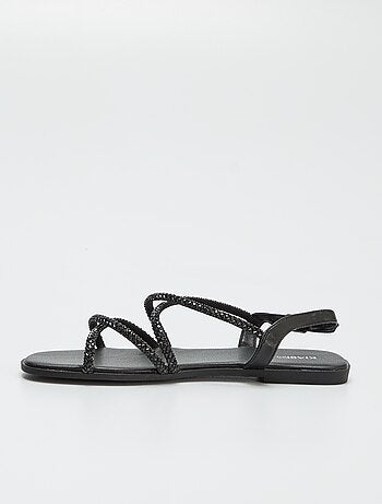 Sandálias com tiras cruzadas com ouropel
