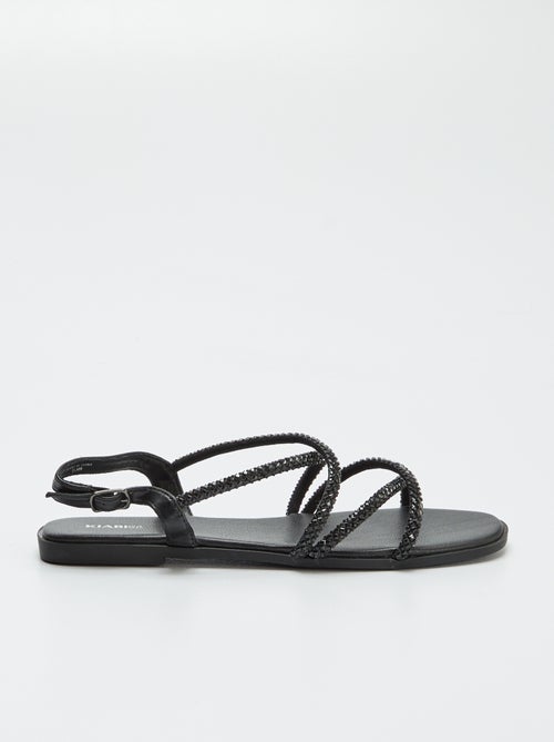 Sandálias com tiras cruzadas com ouropel - Kiabi