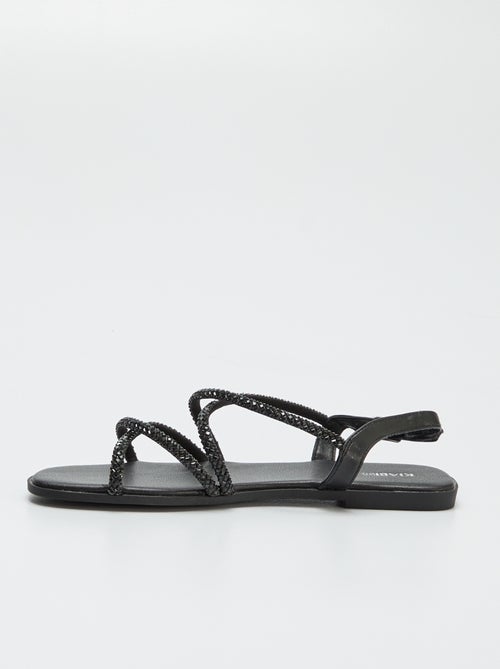 Sandálias com tiras cruzadas com ouropel - Kiabi