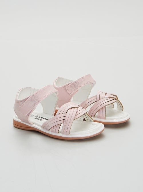 Sandálias com tiras de velcro brilhantes - Kiabi