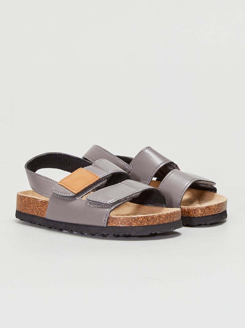 Sandálias com tiras de velcro Cinza - Kiabi