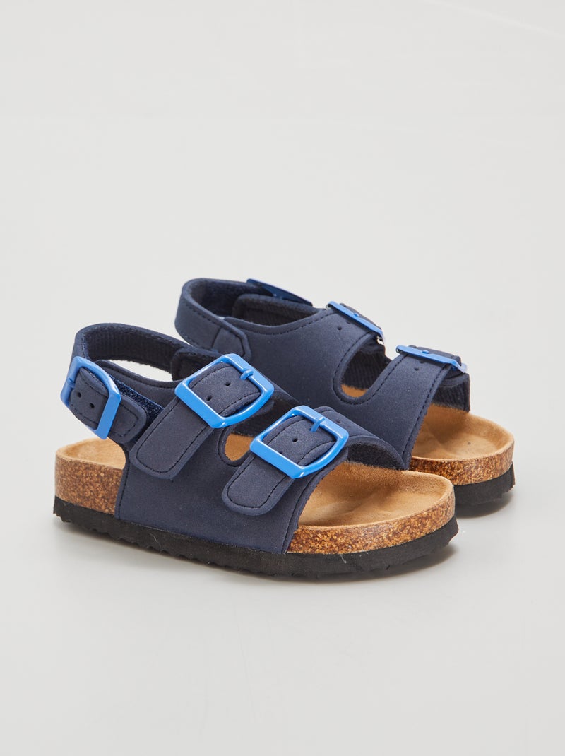 Sandálias com tiras de velcro no tornozelo Azul - Kiabi