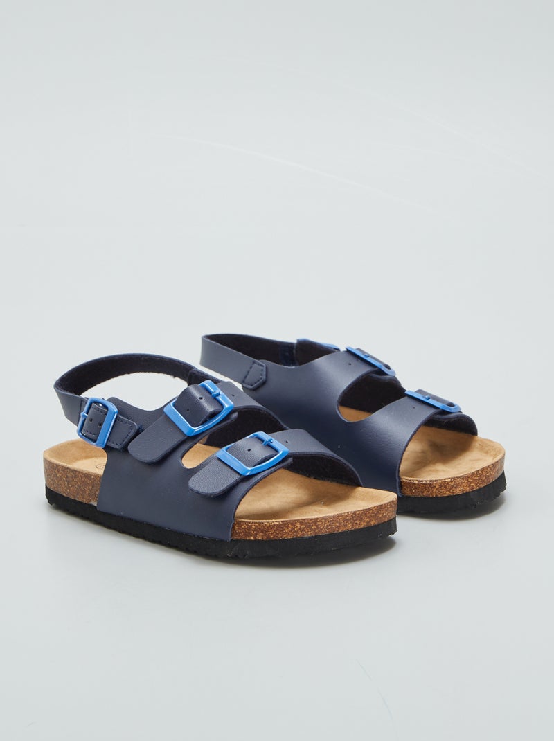 Sandálias com tiras de velcro no tornozelo AZUL - Kiabi