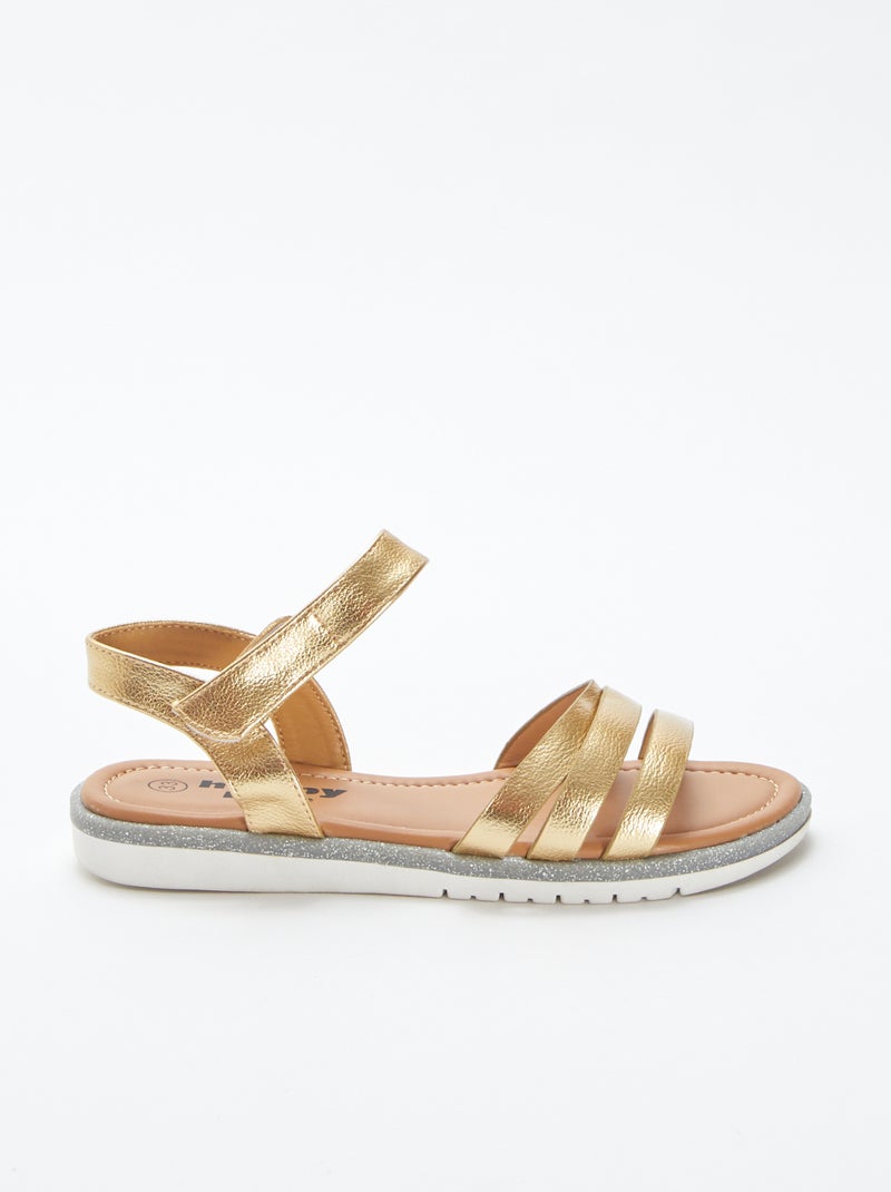 Sandálias com tiras douradas BEGE - Kiabi