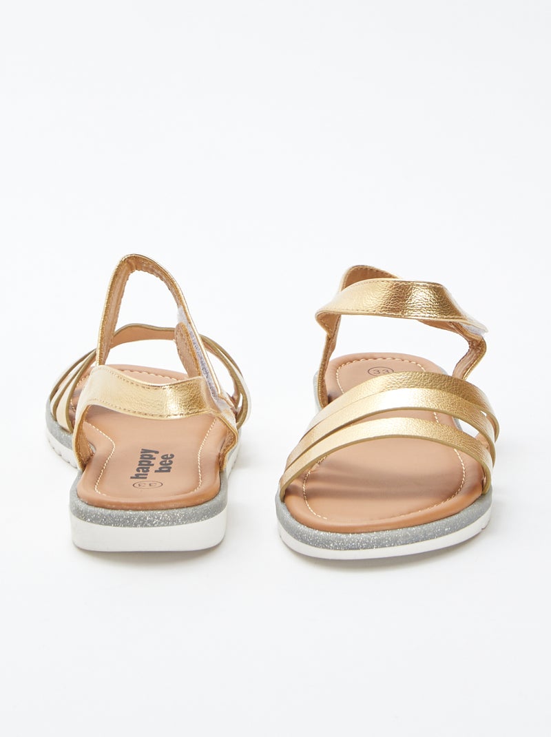 Sandálias com tiras douradas BEGE - Kiabi