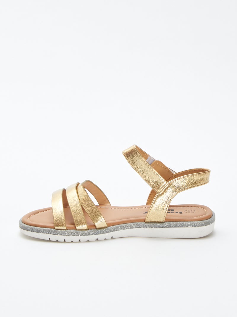 Sandálias com tiras douradas BEGE - Kiabi