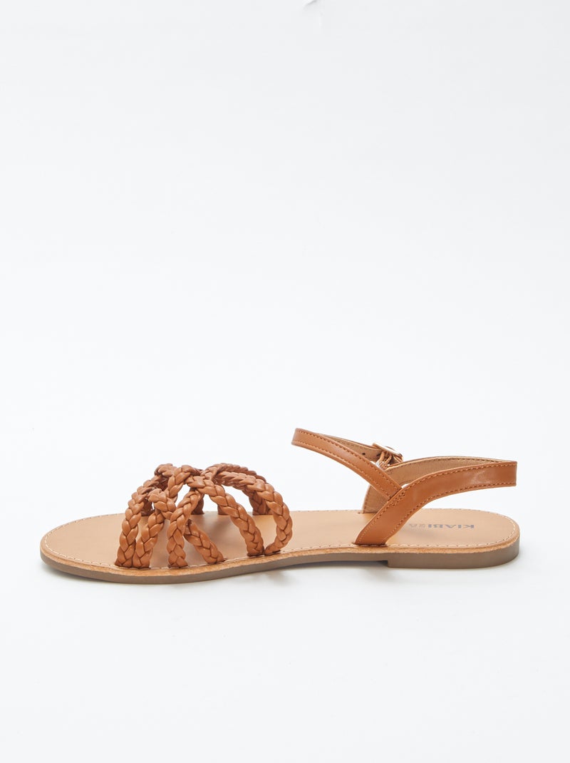 Sandálias com tiras entrançadas e cruzadas CASTANHO - Kiabi