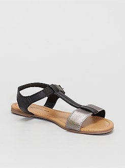 Sandálias com tiras prateadas - Kiabi