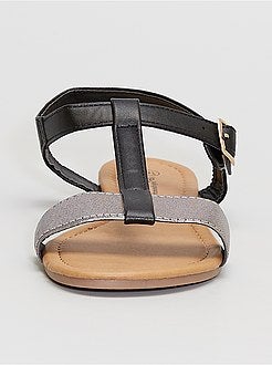 Sandálias com tiras prateadas - Kiabi