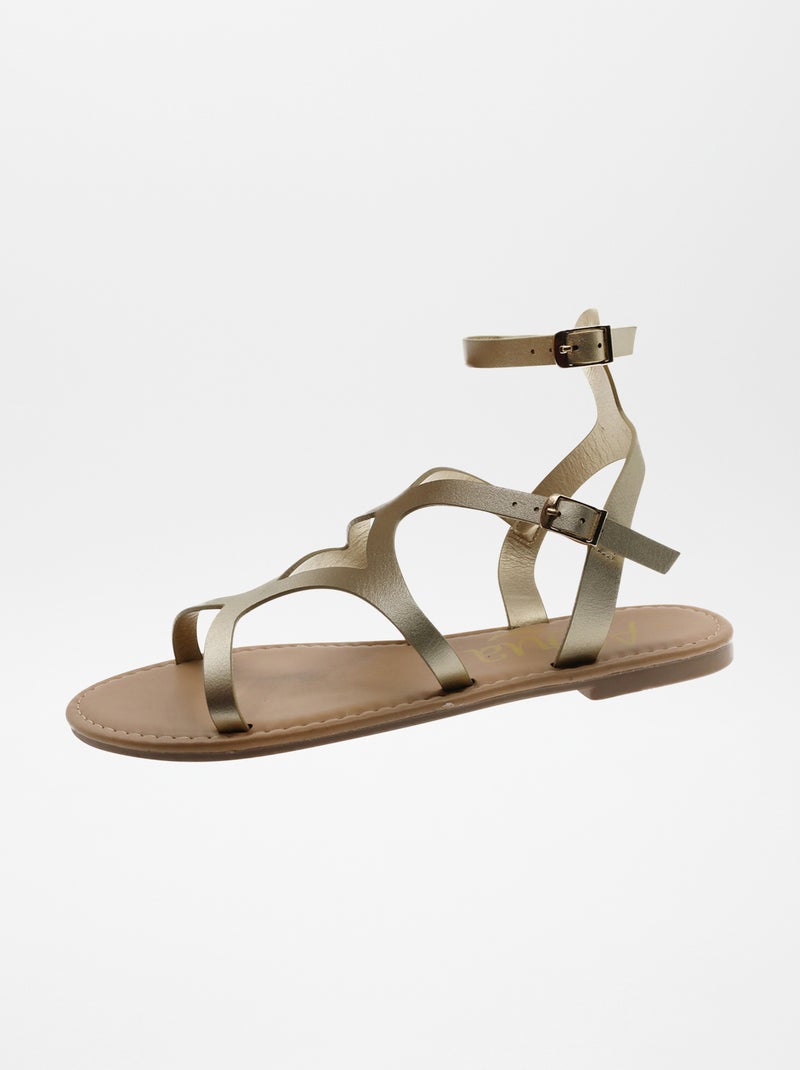 Sandálias com tiras subidas BEGE - Kiabi
