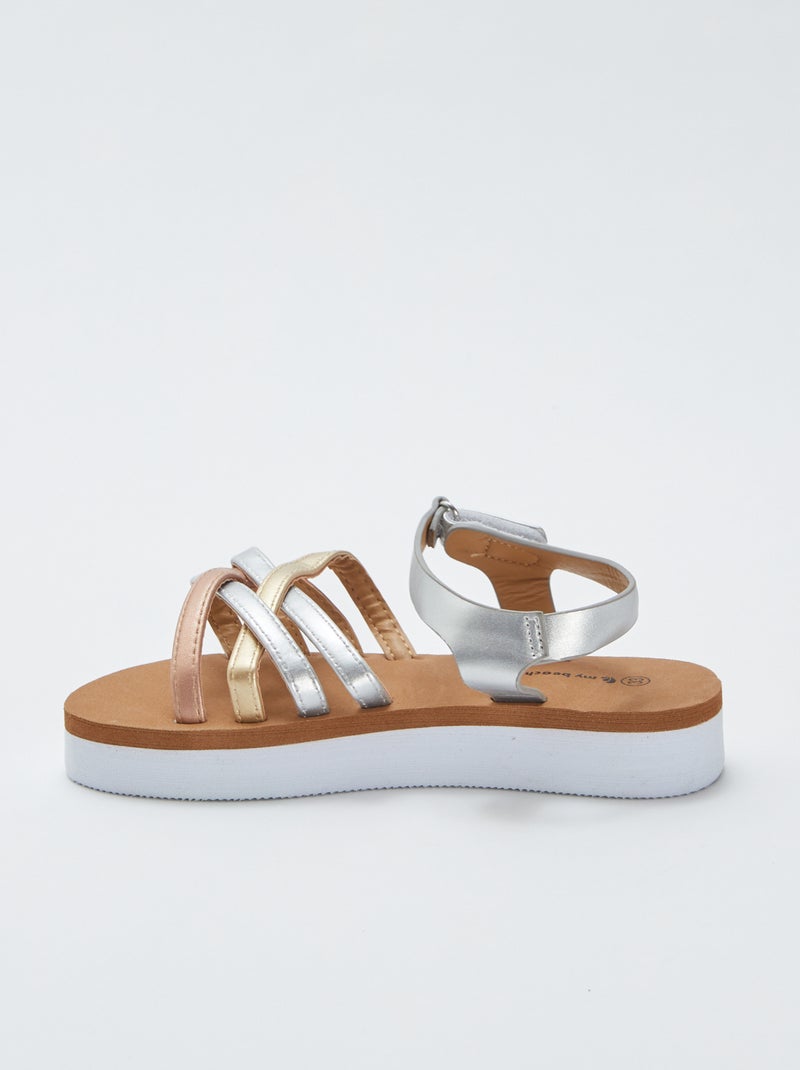 Sandálias com várias tiras de cunha 'My beach spirit' BRANCO - Kiabi