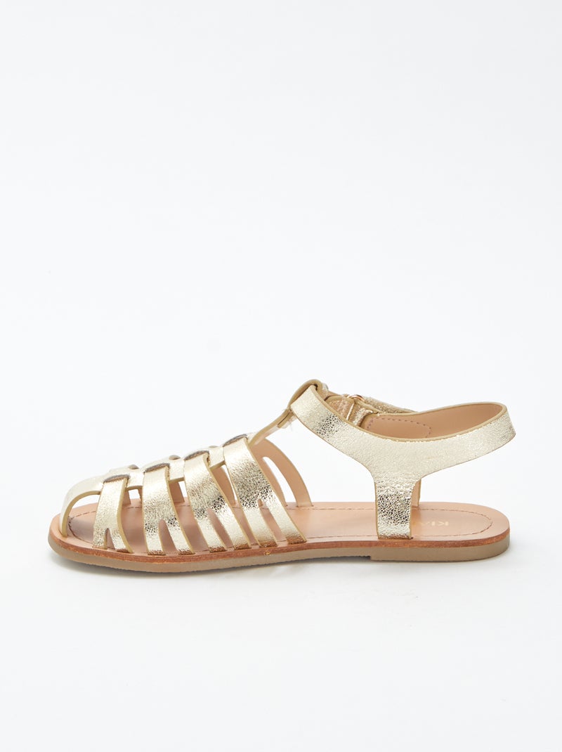 Sandálias com várias tiras douradas BEGE - Kiabi