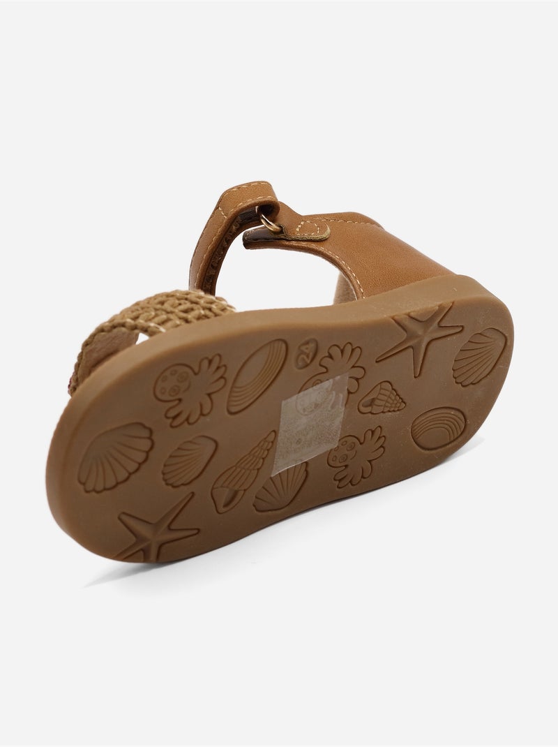 Sandálias com velcro Camelo - Kiabi