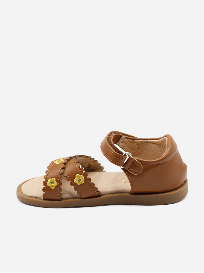 Sandálias com velcro Camelo - Kiabi