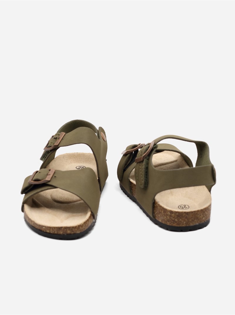 Sandálias com velcro Cáqui - Kiabi