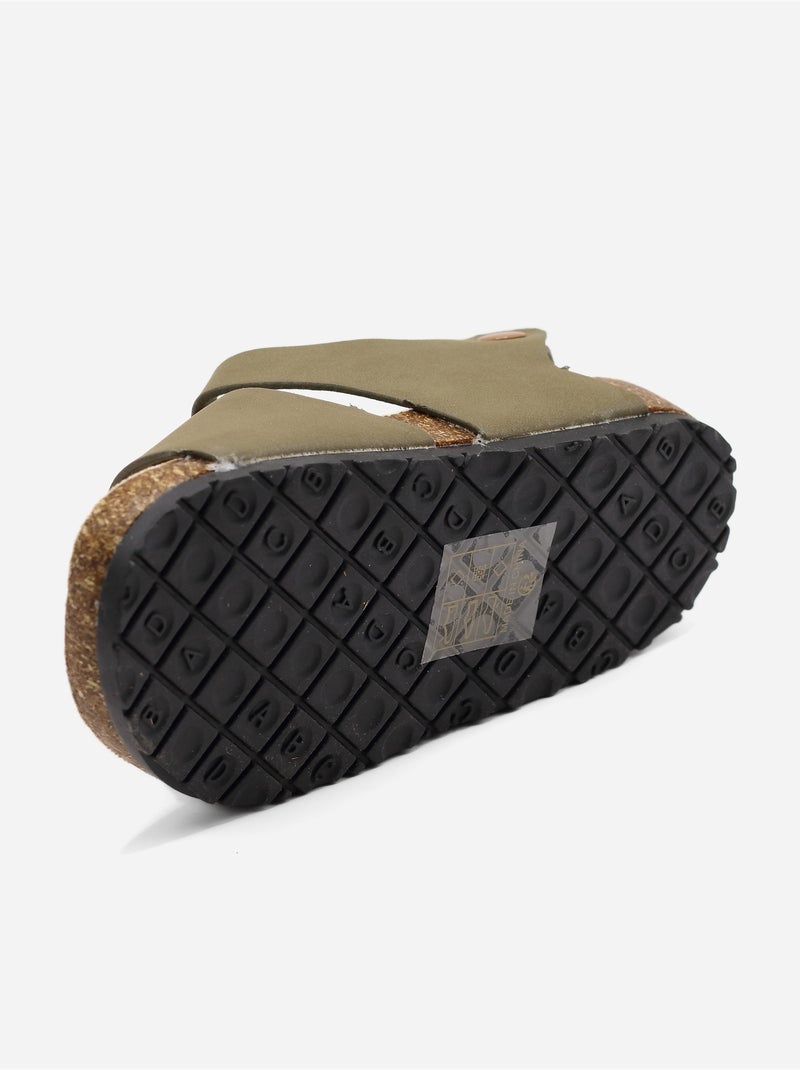 Sandálias com velcro Cáqui - Kiabi