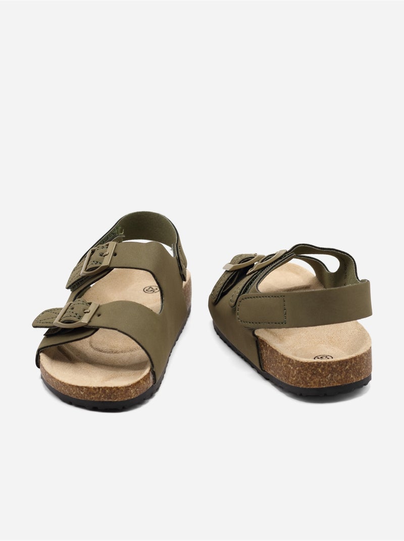 Sandálias com velcro Cáqui - Kiabi