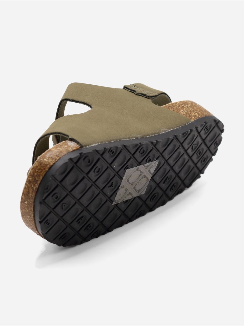 Sandálias com velcro Cáqui - Kiabi