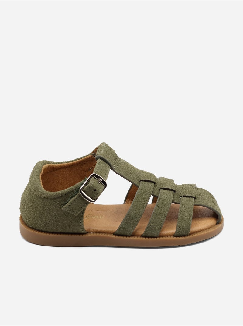 Sandálias com velcro Cáqui - Kiabi
