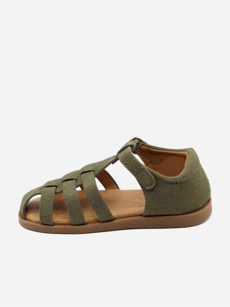 Sandálias com velcro Cáqui - Kiabi