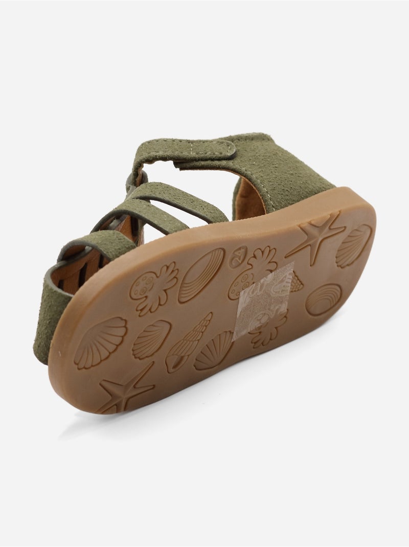 Sandálias com velcro Cáqui - Kiabi