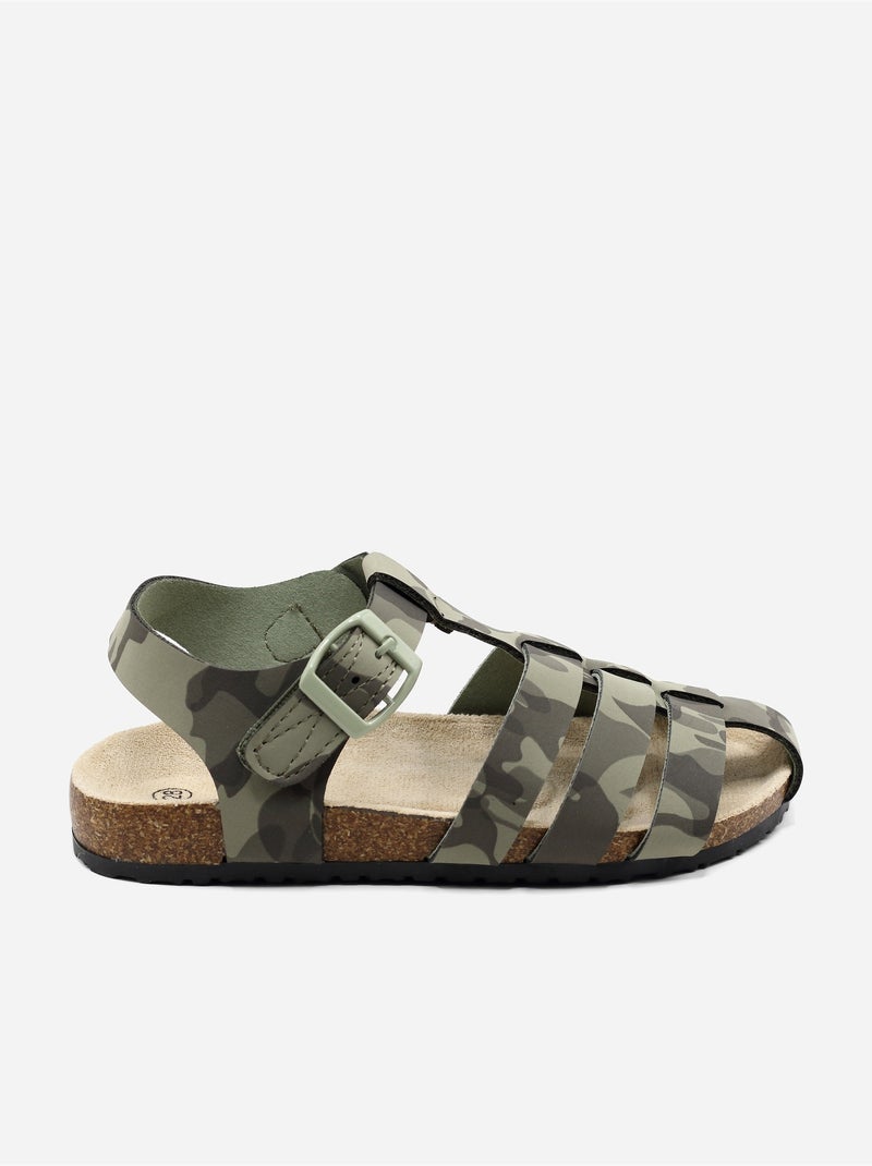 Sandálias com velcro Cáqui - Kiabi
