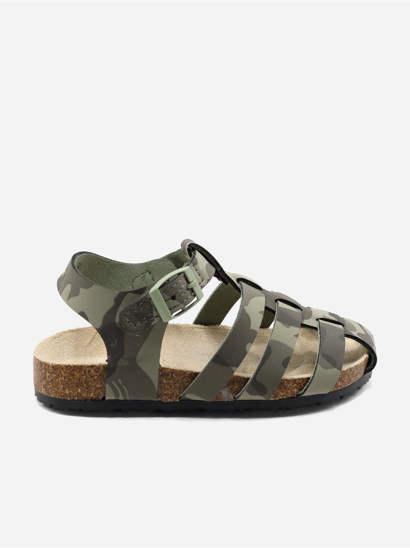 Sandálias com velcro Cáqui - Kiabi