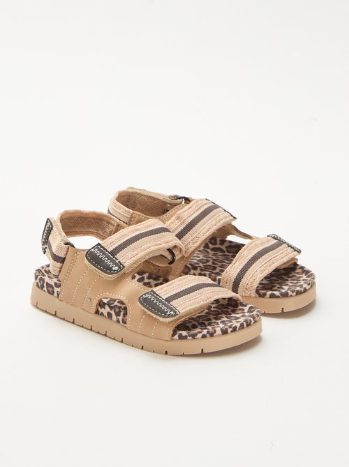 Sandálias com velcro leopardo - Kiabi