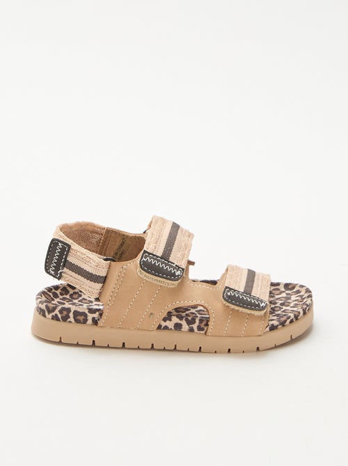 Sandálias com velcro leopardo - Kiabi