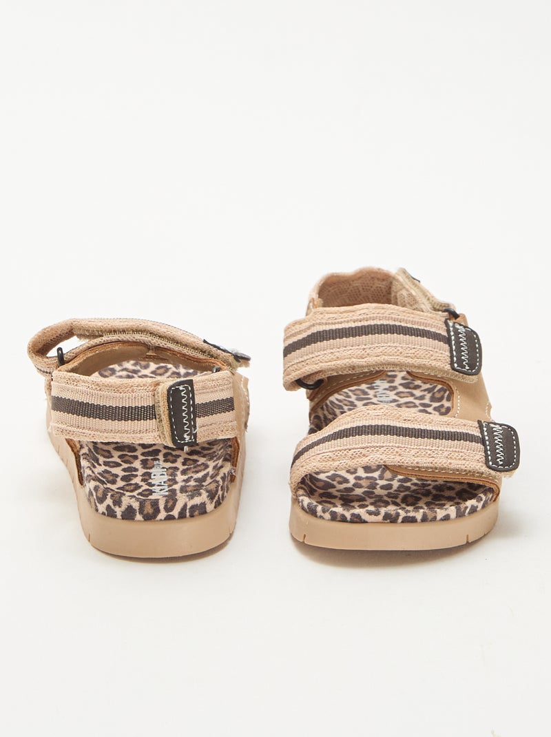 Sandálias com velcro leopardo Bege - Kiabi