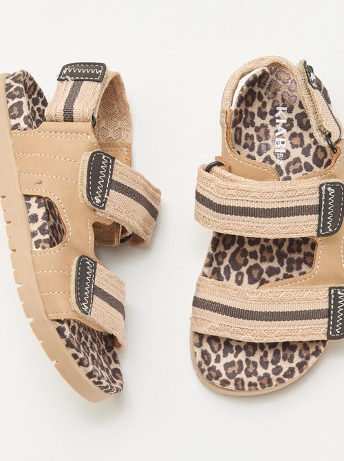 Sandálias com velcro leopardo - Kiabi