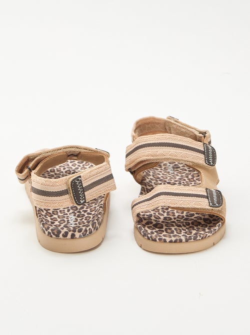 Sandálias com velcro leopardo - Kiabi
