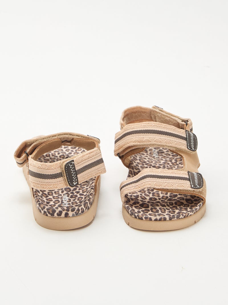 Sandálias com velcro leopardo Bege - Kiabi