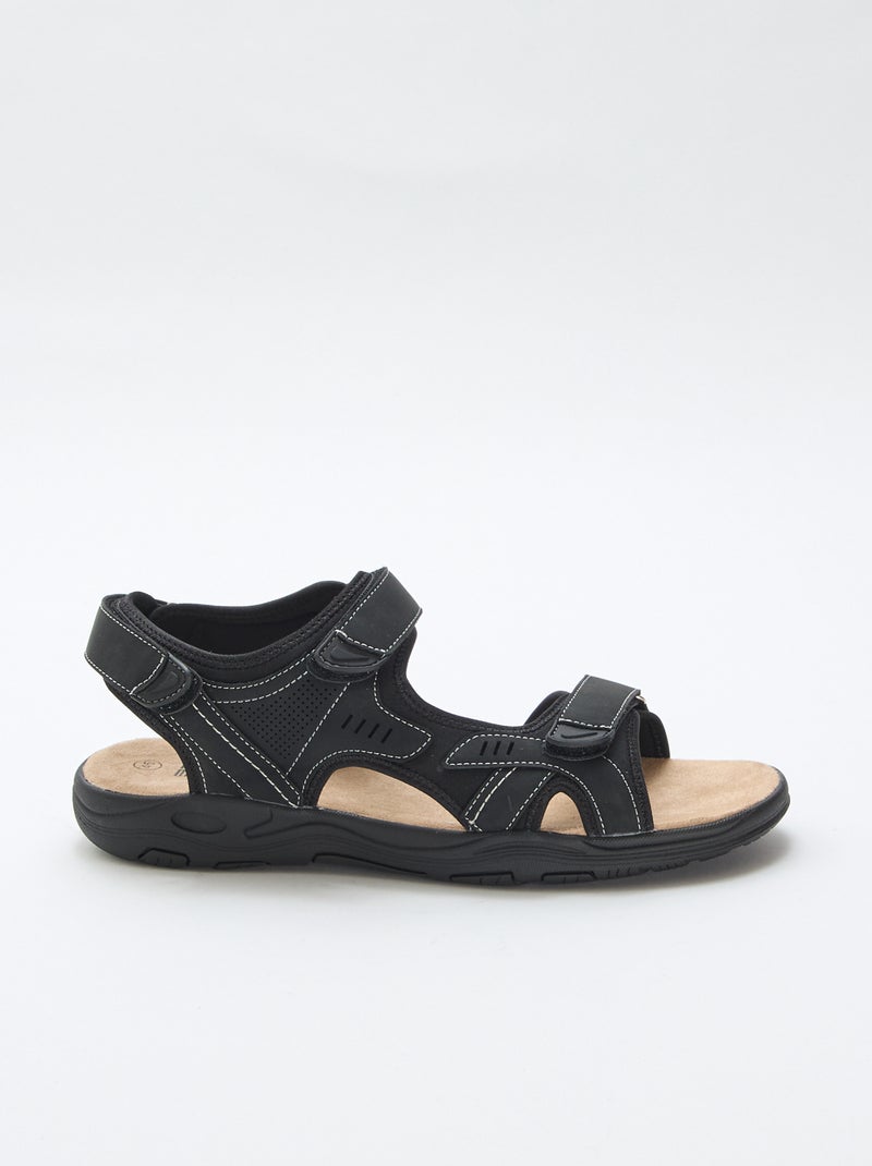 Sandálias com velcro lisas Preto - Kiabi