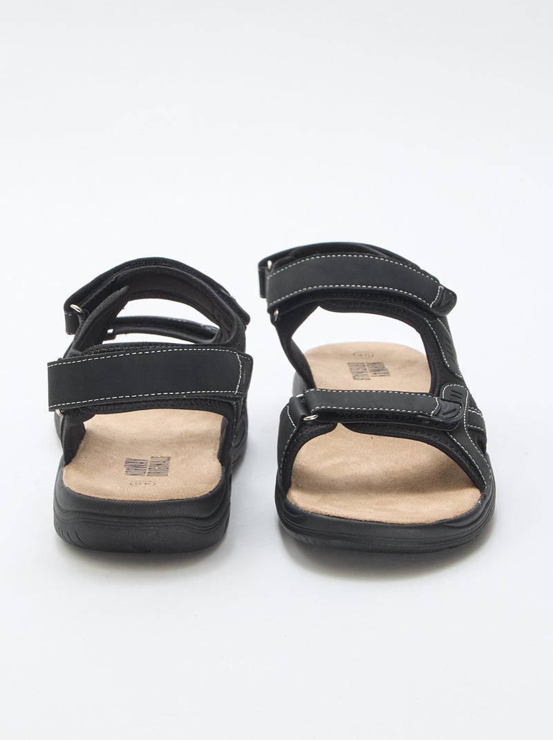 Sandálias com velcro lisas Preto - Kiabi