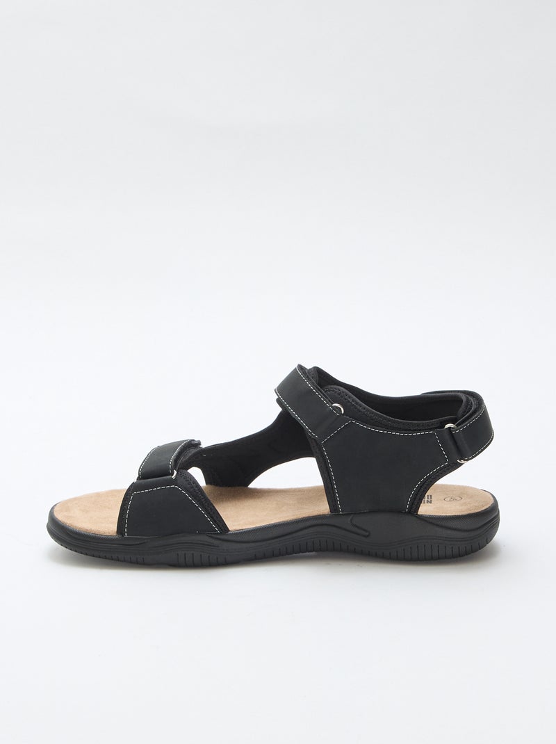 Sandálias com velcro lisas Preto - Kiabi