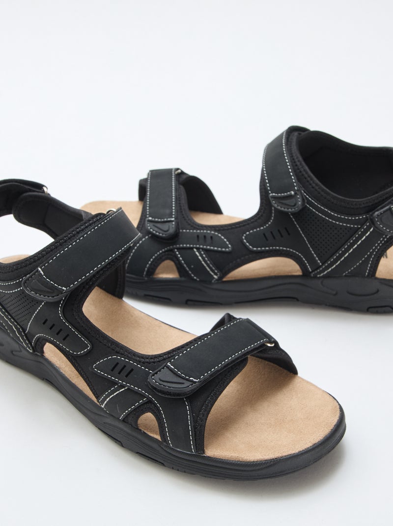 Sandálias com velcro lisas Preto - Kiabi