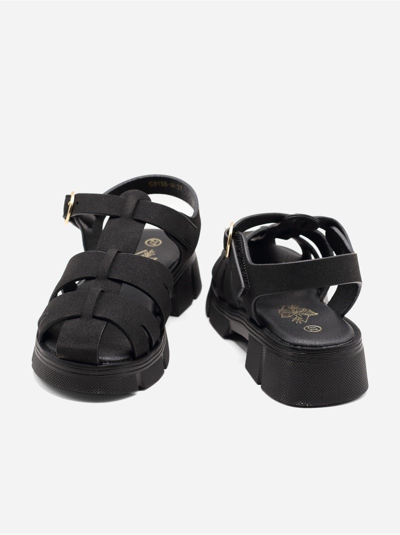 Sandálias com velcro Preto - Kiabi