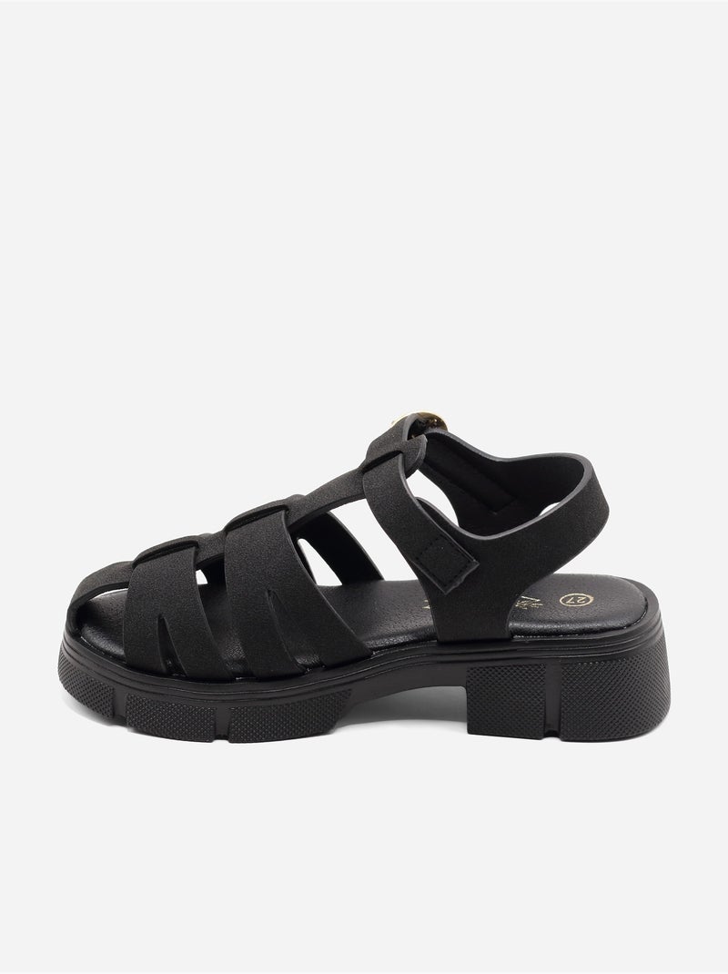 Sandálias com velcro Preto - Kiabi