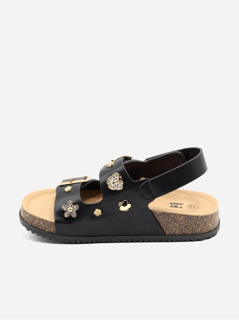 Sandálias com velcro Preto - Kiabi