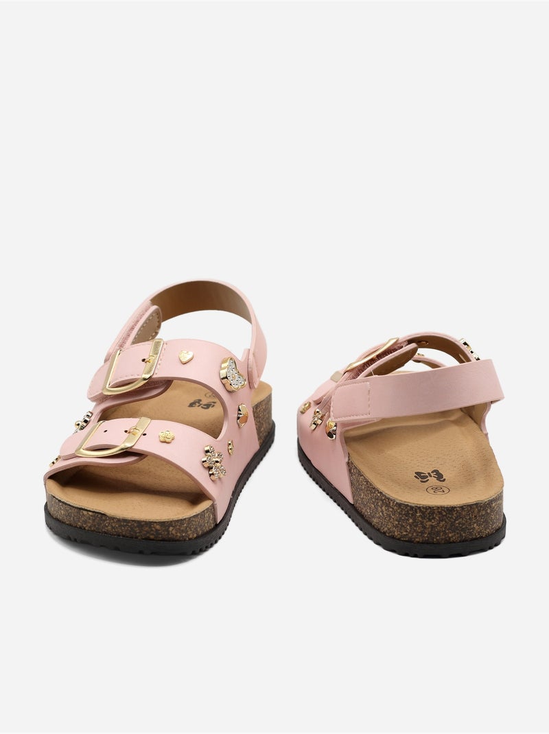 Sandálias com velcro Rosa - Kiabi
