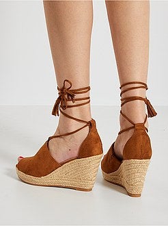 Sandálias compensadas de camurça sintética - Kiabi