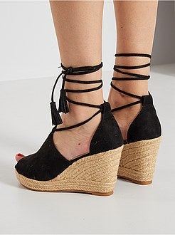 Sandálias compensadas de camurça sintética - Kiabi